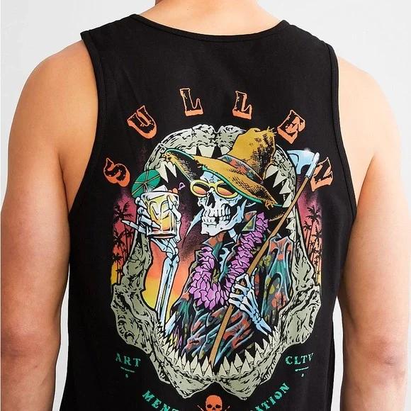 Sullen Mental Vacay Black Graphic Tank Top size M - Picture 3 of 10